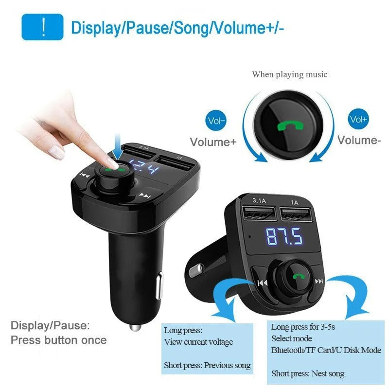 Transmisor FM para carro bluetooth X8